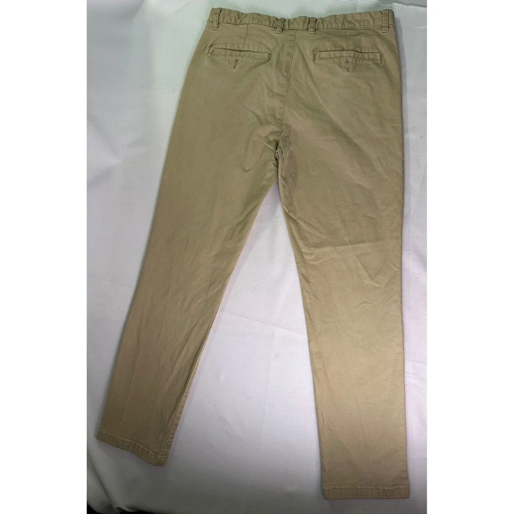 H&M Slim Fit Chino Pants Tan Khaki Mens Flat Front Casual Preppy Twill Slacks 32